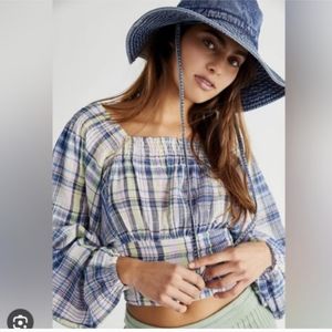 Free People Women's Marlena Reversible Plaid Top - Size Medium